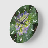 Horloge Ronde Hydrangea Violet Vert Jaune (Angle)