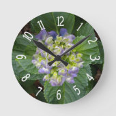 Horloge Ronde Hydrangea Violet Vert Jaune (Recto)