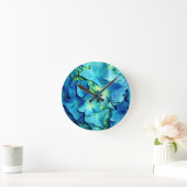 Horloge Ronde Hydrangée bleue (Maison)