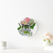 Horloge Ronde hydrangées et jarre de mason (Maison)