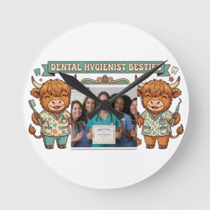 Horloge Ronde Hygiéniste Dentaire Personnalisée Meilleures Amies