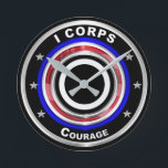 Horloge Ronde I Corps "America's Corps"<br><div class="desc">Display your pride for the fabled I Corps, America's Corps ! I corps is tasked to deploy their units on order to any theater of. Very unique design gift for anyone looking for that one of a enfant special venin. This beautiful and one of a child designed Keepsake Wall Clock...</div>