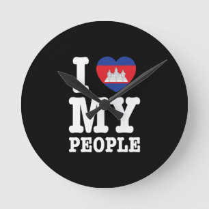 Horloge Ronde I Heart (Love) My Khmer People