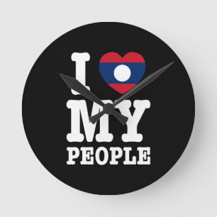 Horloge Ronde I Heart (Love) My Lao People