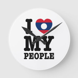Horloge Ronde I Heart (Love) My Lao People