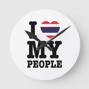 Horloge Ronde I Heart (Love) My Thai People