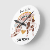 Horloge Ronde I Looo Mooo Cute Cow Customisé Cadeau Lui (Angle)