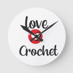 Horloge Ronde I Love 2 Crochet
