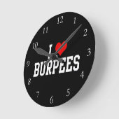 Horloge Ronde I Love Burpees, Fitness (Angle)