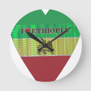 Horloge Ronde I Love Heart Ethiopie : Drapeau Art Motif
