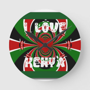 Horloge Ronde I Love Heart Kenya : Dynamic Flag Art