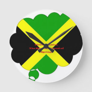 Horloge Ronde I Love Jamaica Text on Flag Art Print