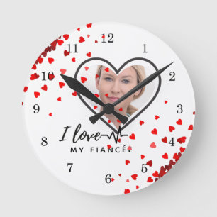 Horloge Ronde I Love My fiancée - Meilleur Ami Personnalisé Cute
