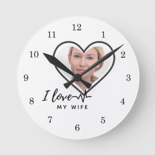 Horloge Ronde I Love My Wife PHOTO Don - Meilleur Ami Personnali