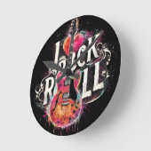 Horloge Ronde I Love Rock N Roll Guitare Électrique Peinture (Angle)