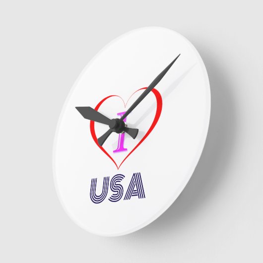 Horloge Ronde I Love USA (Angle)