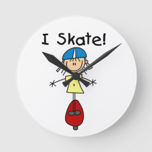Horloge Ronde I Skate Skateboard Girl