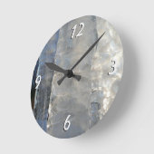 Horloge Ronde Icicles Abstrait Blue Winter Photographie (Angle)