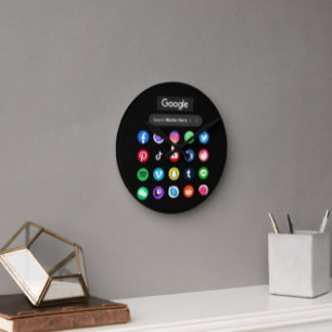 Horloge Ronde Icônes de médias sociaux tendance Google barre de 