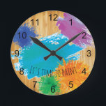 Horloge Ronde Il est temps de peindre Peinture Artiste Peintre P<br><div class="desc">This design created though digital art. It may be personalized in the area provide or customizing by choosing the click to customize further option and changing the name, initials or words. Donc, change le texte color and style or delete the text for an image only design. Contact me at colorflowcreations@gmail.com...</div>