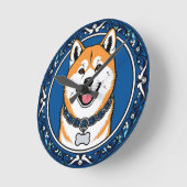 Horloge Ronde Illustration adorable de chien de dessin (Angle)