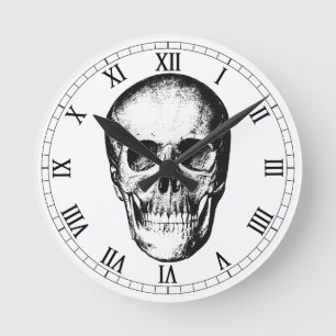 Horloge Ronde Illustration anatomique vintage d'un crâne humain