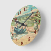 Horloge Ronde Illustration Beachy Antique Seashore (Angle)