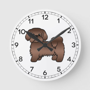 Horloge Ronde Illustration Brown Chih Tzu Cute Cartoon Chien 