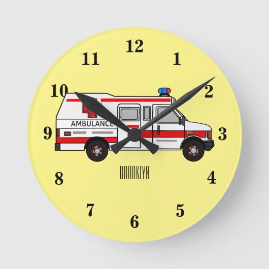Horloge Ronde Illustration d'ambulance (Recto)