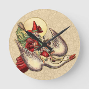 Horloge Ronde Illustration d'antiquité de Mère Goose Child