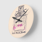 Horloge Ronde Illustration d'aquarelle de mode de bouteille de p (Angle)