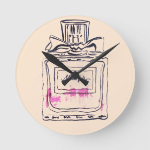 Horloge Ronde Illustration d'aquarelle de mode de bouteille de p