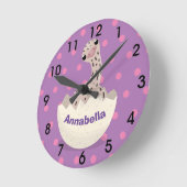 Horloge Ronde Illustration d'autruche pour bébé à couver mignon (Angle)