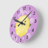 Horloge Ronde Illustration de bulles de caricatures de citron ve (Angle)