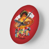 Horloge Ronde Illustration de casino avec éléments de jeu (Angle)