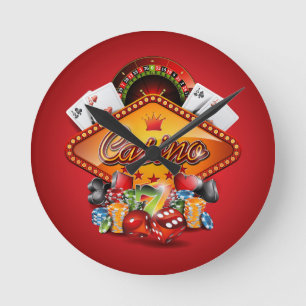 Horloge Ronde Illustration de casino avec les éléments de jeu