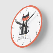 Horloge Ronde Illustration de chat cool (Angle)