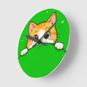 Horloge Ronde Illustration de chat mignon (Angle)