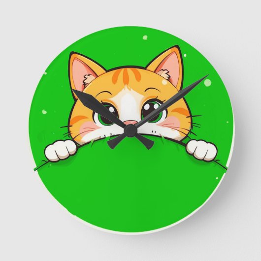 Horloge Ronde Illustration de chat mignon (Recto)