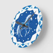 Horloge Ronde Illustration de cheval géométrique (Angle)