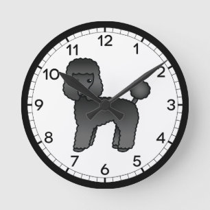 Horloge Ronde Illustration de chien de dessin animé Caniche joue