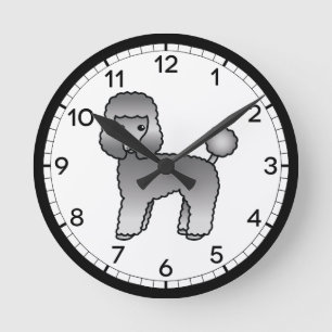 Horloge Ronde Illustration de chien de dessin animé Caniche joue