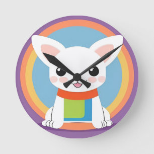 Horloge Ronde Illustration de chien de dessin animé mignon