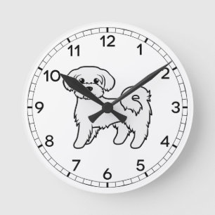 Horloge Ronde Illustration de chien de dessin animé mignon malta
