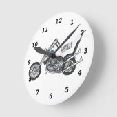 Horloge Ronde Illustration de Chopper Motorcycle 1950 (Angle)