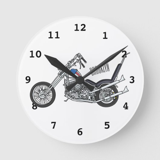 Horloge Ronde Illustration de Chopper Motorcycle 1950 (Recto)