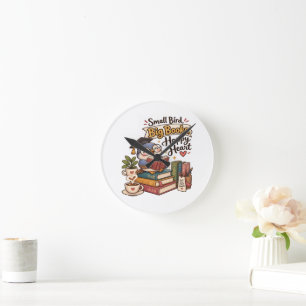 Horloge Ronde Illustration de chouette mignonne lisant des livre