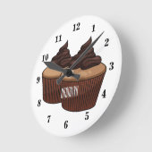 Horloge Ronde Illustration de Cupcake (Angle)
