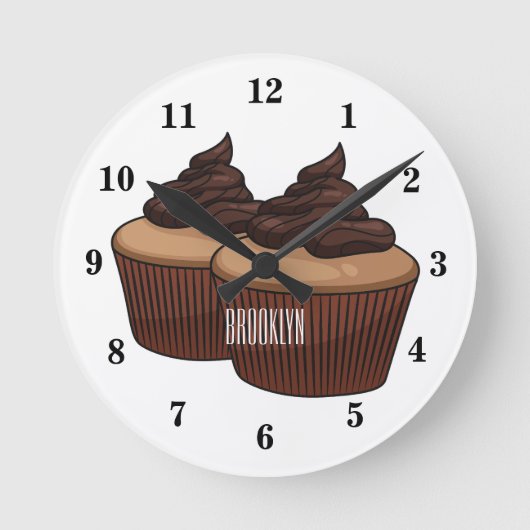 Horloge Ronde Illustration de Cupcake (Recto)