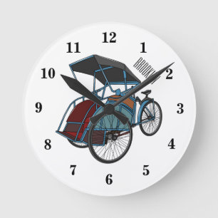 Horloge Ronde Illustration de cyclo-pousse